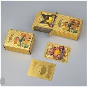 55 PCS Gold Foil Pokémon Cards VMAX GX EX DX Rare Set Box No Duplicates Gift